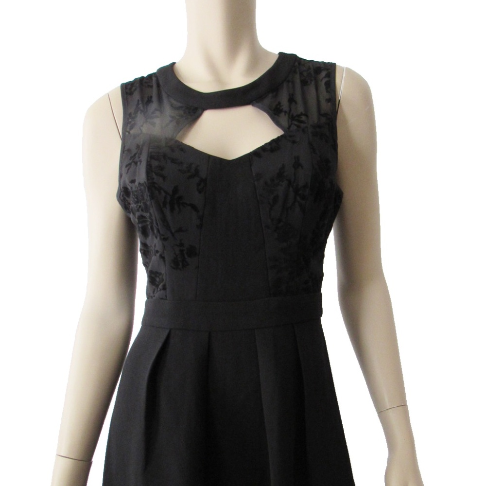 BCBGeneration Floral Sheer Diamond Pleat Sexy Cocktail Skater Dress